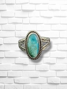VINTAGE Southwestern Native American Turquoise Ring, sz 5